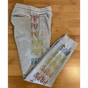 PRPS Men’s Gray Sweatpants Size S “Bruised Never Broken” Logo Joggers Streetwear